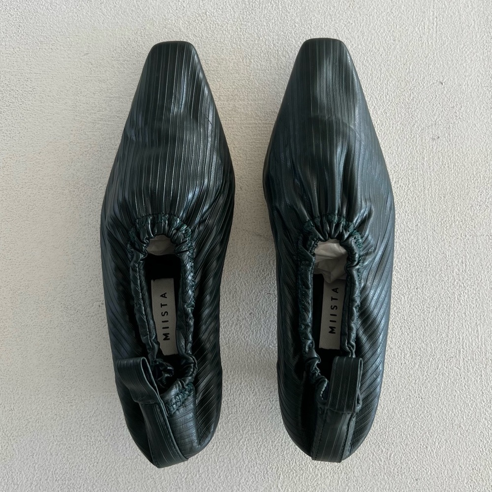 Miista Dark Green Leather Kitten Heel Shoe 37